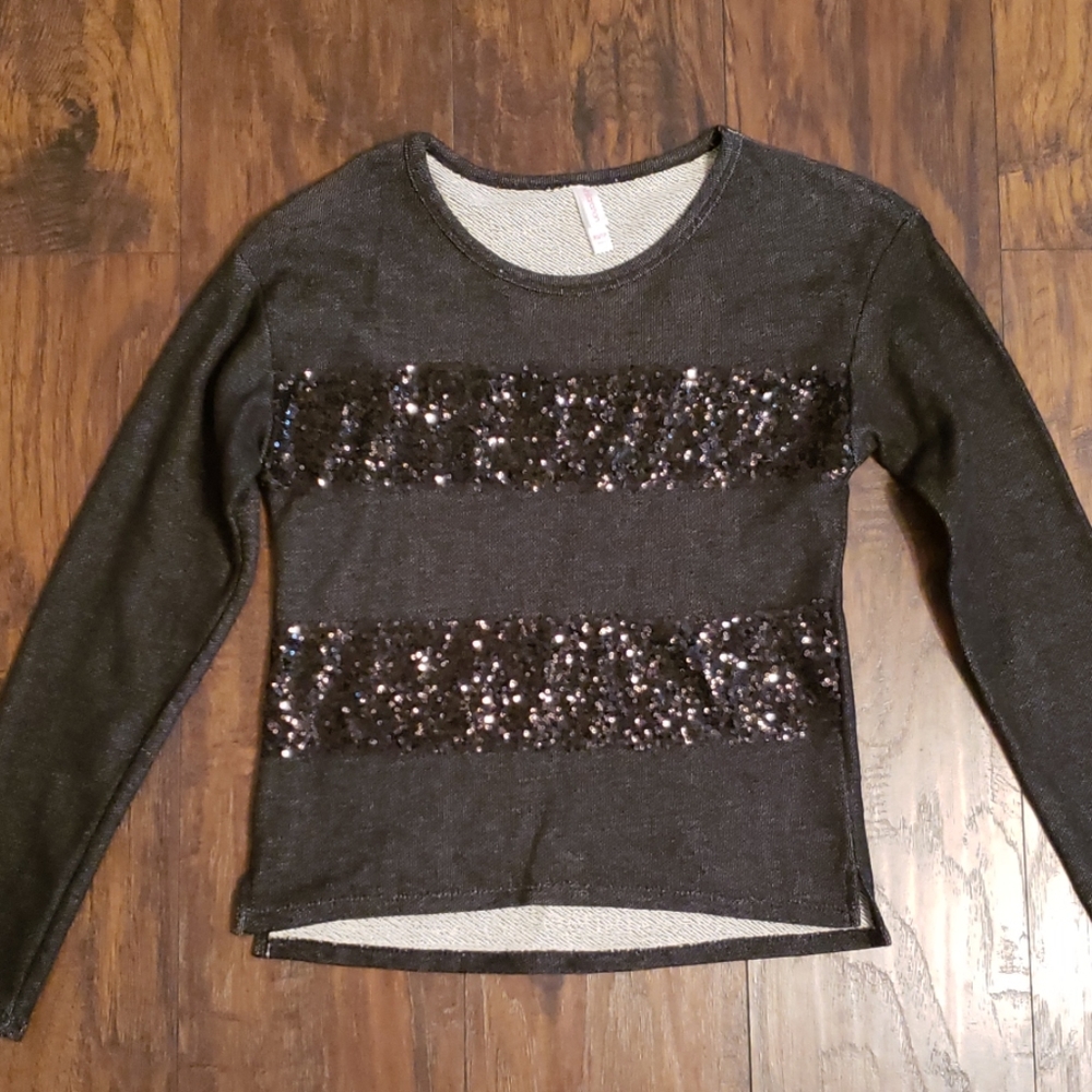 Sequin stripped lightweight sweatshirt
